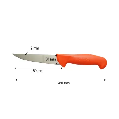Cutit de transat si injunghiat profesional 15cm, lama otel 5Cr15MoV, maner Nylon rosu-portocaliu Breckner Germany - imagine 4