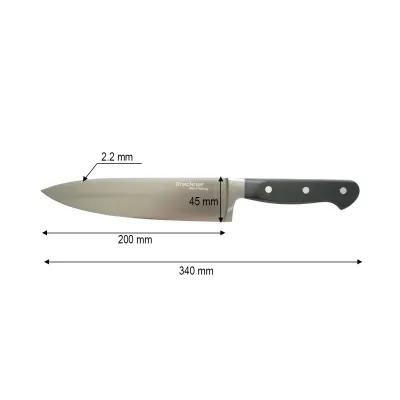 Cutitul bucatarului profesional 20cm, lama otel 5Cr15MoV, maner ABS negru Breckner Germany - imagine 4