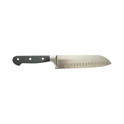 Cutit Santoku profesional 18cm, lama alveolata otel 5Cr15MoV, maner ABS negru Breckner Germany - imagine 3