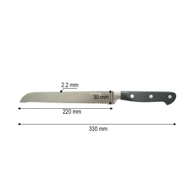 Cutit paine profesional 22cm, lama otel 5Cr15MoV, maner ABS negru Breckner Germany - imagine 4