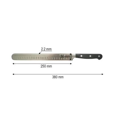 Cutit feliat profesional 25cm, lama alveolata otel 5Cr15MoV, maner ABS negru Breckner Germany - imagine 4