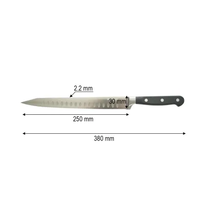 Cutit feliat profesional 25cm, lama alveolata otel 5Cr15MoV, maner ABS negru Breckner Germany - imagine 4
