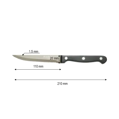 Set 4 cutite steak 11cm, lama zimtata otel 3Cr13, maner bachelita negru Breckner Germany - imagine 4