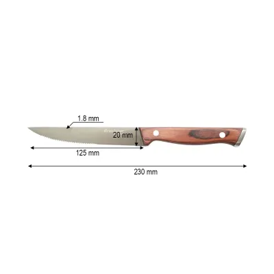 Set 6 cutite steak 12.5cm, lama zimtata otel 3Cr13, maner lemn Pakka Breckner Germany - imagine 4