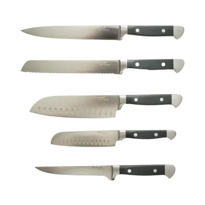 Set 6 cutite bucatarie cu suport magnetic din lemn, lama otel 3Cr13, maner ABS negru + otel inoxidabil 18/0 Breckner Germany - imagine 2