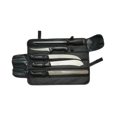 Set cutite macelarie profesionale 5 piese cu geanta, lama otel 5Cr15MoV, maner PP negru Breckner Germany - imagine 2