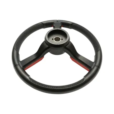 Volan tractor universal 390mm, prindere 25mm Z=24, maner rotativ 360 grade, rosu-negru Breckner Germany - imagine 3