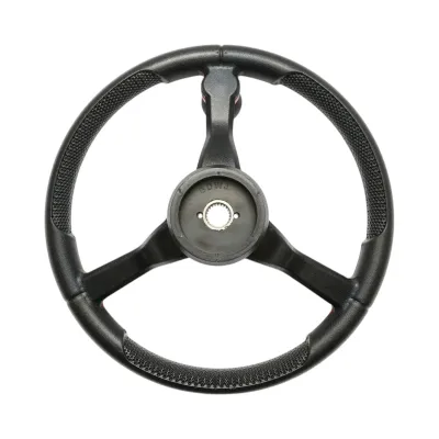 Volan tractor universal 390mm, prindere 25mm Z=24, maner rotativ 360 grade, rosu-negru Breckner Germany - imagine 4