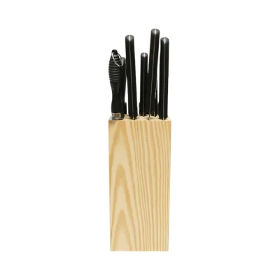 Set cutite bucatarie 15 piese cu suport lemn, foarfeca si pila ascutit, lama otel 3Cr13, maner ABS negru Breckner Germany - imagine 5