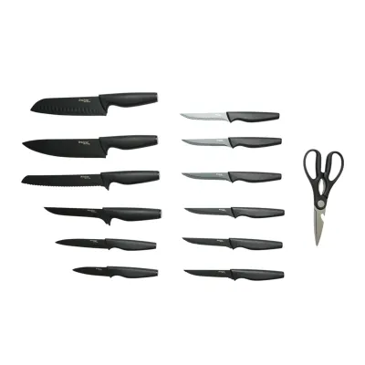 Set cutite bucatarie 15 piese cu suport, tocator si foarfeca, lama otel 3Cr13, maner PP negru Breckner Germany - imagine 2
