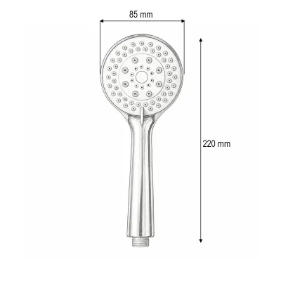 Para de dus baie rotunda, 5 functii, crom lucios, plastic 85x220mm - imagine 4