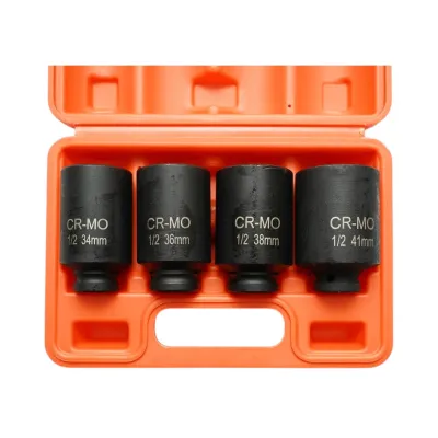 Trusa chei tubulare de impact lungi 34mm, 36mm, 38mm, 41mm, patrat 1/2 inch Cr-Mo 4 piese Breckner Germany - imagine 3