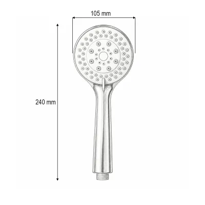Para de dus baie rotunda, 5 functii, crom lucios, plastic 105x240mm - imagine 4