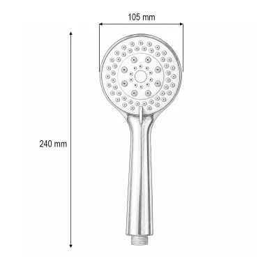 Para de dus baie rotunda, 5 functii, duze silicon, crom lucios, plastic 105x240mm - imagine 4