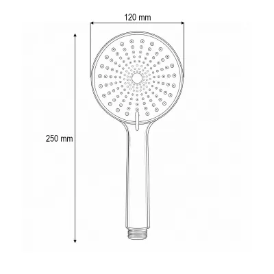 Para de dus baie rotunda, 3 functii, duze silicon, crom lucios, plastic 120x250mm - imagine 4