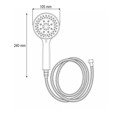 Set para dus cu furtun zincat 1.5m, 5 functii, duze silicon, crom lucios, plastic 105x240mm - imagine 4