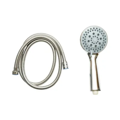 Set para dus cu furtun zincat 1.5m, 5 functii, duze silicon, crom lucios, plastic 105x240mm - imagine 2