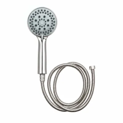 Set para dus cu furtun zincat 1.5m, 5 functii, duze silicon, crom lucios, plastic 105x240mm