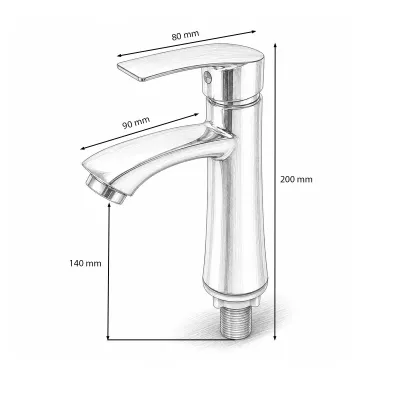 Baterie lavoar baie inalta rotunda, monocomanda, crom lucios, aliaj zinc - imagine 3