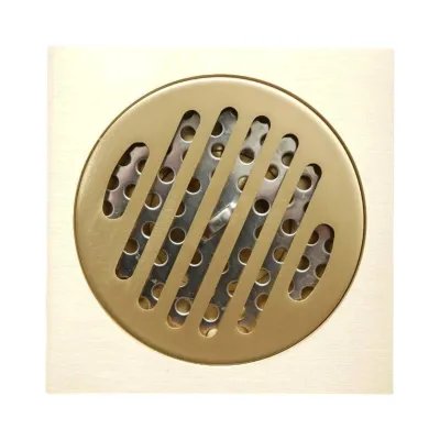 Sifon de pardoseala patrat cu gratar, auriu satinat, otel inoxidabil 100x100mm - imagine 6