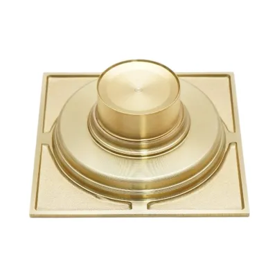 Sifon de pardoseala patrat cu gratar, auriu satinat, otel inoxidabil 100x100mm - imagine 5
