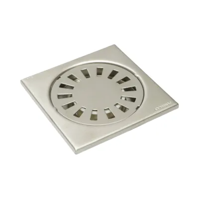 Sifon de pardoseala patrat cu gratar, argintiu satinat, otel inoxidabil 100x100mm - imagine 3