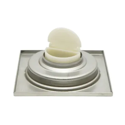 Sifon de pardoseala patrat cu gratar, argintiu satinat, otel inoxidabil 100x100mm - imagine 5