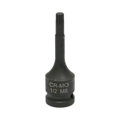 Cheie tubulara de impact bit spline M8, 78mm, patrat 1/2 inch Cr-Mo Breckner Germany