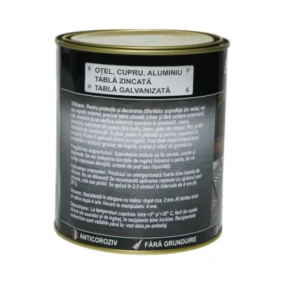 Vopsea email anticoroziva 3 in 1 argintie pentru metal 750g, direct pe rugina, pe baza de apa Breckner Germany - imagine 4