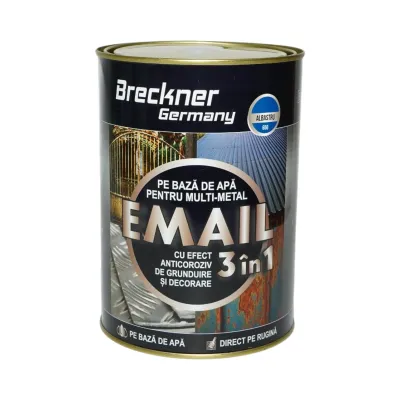 Vopsea email anticoroziva 3 in 1 albastru 650 pentru metal 2kg, direct pe rugina, pe baza de apa Breckner Germany - imagine 2