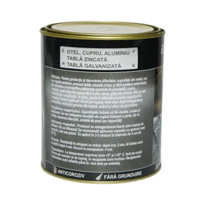 Vopsea email anticoroziva 3 in 1 maro ciocolatiu mat pentru metal 750g, direct pe rugina, pe baza de apa Breckner Germany - imagine 4