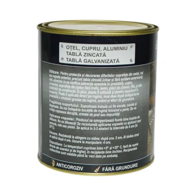 Vopsea email anticoroziva 3 in 1 cupru metalizat pentru metal 750g, direct pe rugina, pe baza de apa Breckner Germany - imagine 4
