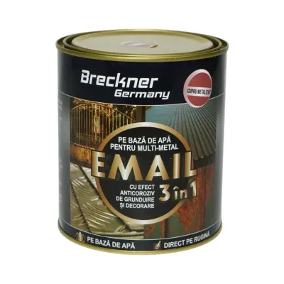 Vopsea email anticoroziva 3 in 1 cupru metalizat pentru metal 750g, direct pe rugina, pe baza de apa Breckner Germany - imagine 2