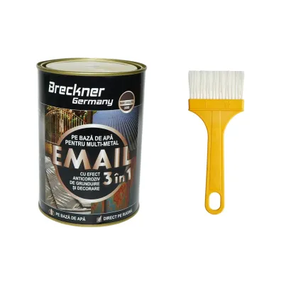 Vopsea email anticoroziva 3 in 1 maro ciocolatiu lucios pentru metal 2kg, direct pe rugina, pe baza de apa Breckner Germany