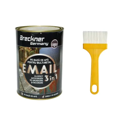 Vopsea email anticoroziva 3 in 1 maro ciocolatiu mat pentru metal 2kg, direct pe rugina, pe baza de apa Breckner Germany