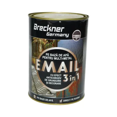 Vopsea email anticoroziva 3 in 1 maro ciocolatiu mat pentru metal 2kg, direct pe rugina, pe baza de apa Breckner Germany - imagine 2