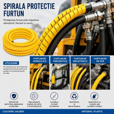 Spirala protectie furtun galbena 21x24.6mm 20m/rola Breckner Germany - imagine 3