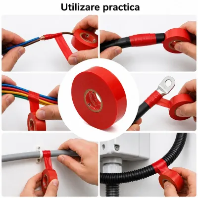 Banda izolatoare rosie vinil 19mm x 20m Premium Super Power 33+ HighPower - imagine 4