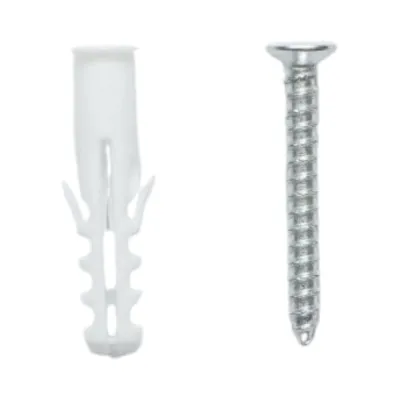 Set diblu universal din plastic alb 6x30mm cu surub 4x30mm 50 buc/set