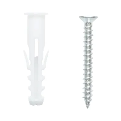 Set diblu universal din plastic alb 8x40mm cu surub 5x40mm 50 buc/set