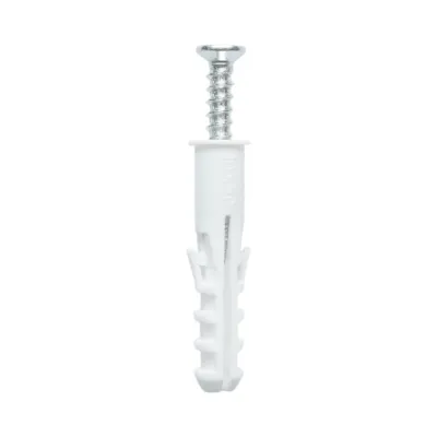 Set diblu universal din plastic alb 10x50mm cu surub 6x45mm 50 buc/set - imagine 2