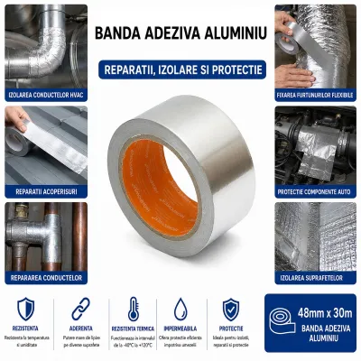 Banda adeziva aluminiu 48mm x 30m Duct Tape HighPower - imagine 4