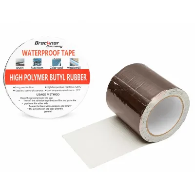 Banda butilica hidroizolanta autoadeziva 100mm x 5m cu folie de aluminiu maro RAL8011 Breckner Germany