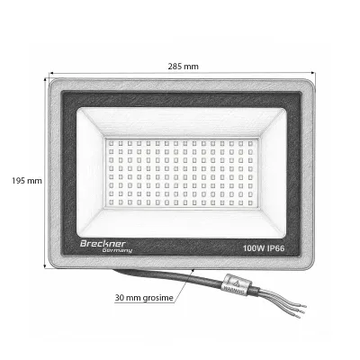 Proiector LED 100W, 100-265V, 6500K, 10000lm tip Flood 285x195x30mm IP66 Breckner Germany - imagine 5