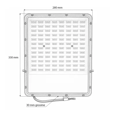 Proiector LED 200W, 100-265V, 6500K, 16500lm tip Flood 330x280x30mm IP66 Breckner Germany - imagine 5
