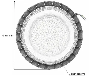 Lampa industriala LED UFO High-Bay 200W, 100-265V, 6500K, 24000lm pentru hale, depozite 365x32mm IP65 Breckner Germany - imagine 6