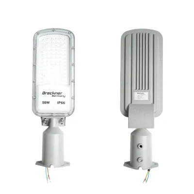Lampa iluminat stradal LED 50W, 100-265V, 6500K, 5500lm cu prindere pe stalp 410x125x25mm IP66 Breckner Germany
