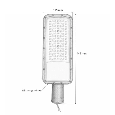 Lampa iluminat stradal LED 100W, 100-265V, 6500K, 14000lm cu prindere pe stalp 445x155x45mm IP66 Breckner Germany - imagine 5