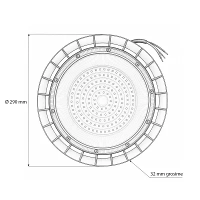 Lampa industriala LED UFO High-Bay 100W, 100-265V, 6500K, 12000lm pentru hale, depozite 290x32mm IP65 Breckner Germany - imagine 6
