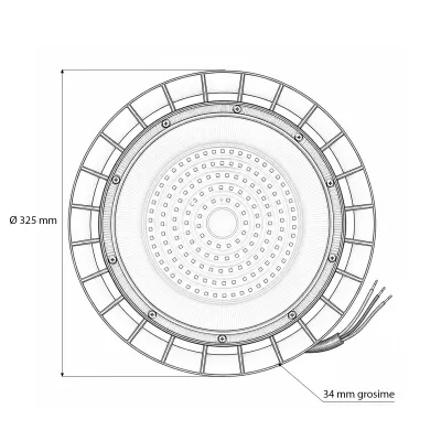 Lampa industriala LED UFO High-Bay 150W, 100-265V, 6500K, 18000lm pentru hale, depozite 325x34mm IP65 Breckner Germany - imagine 6